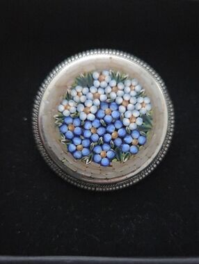 [ANTIQUE] Floral Italian Micro Mosaic Round Brooch